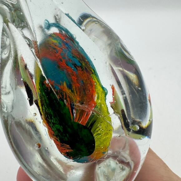 Murano Style Art Glass Dolphin Aquarium Fish Figurine Paperweight 5x4 - Picture 8 of 8